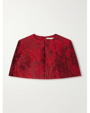 Emilia Wickstead Virginie Floral-Cloqué Cape - Red