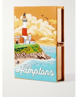Olympia Le-Tan The Hamptons Embroidered Appliquéd Canvas Clutch - Blue