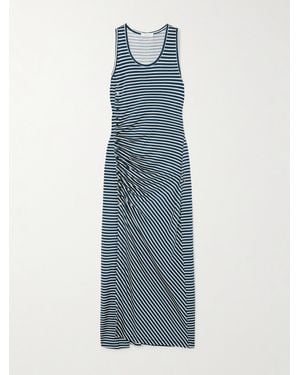 Rabanne Asymmetrisches Midikleid Aus Gestreiftem Stretch-Jersey Mit Raffungen - Blau