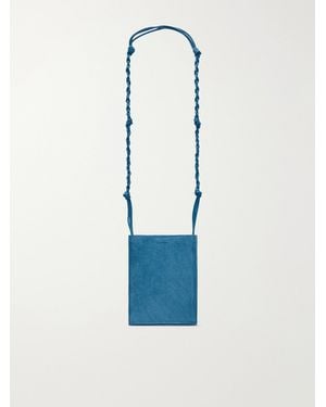 Jil Sander Tangle Small Leather-Trimmed Suede Shoulder Bag - Blue