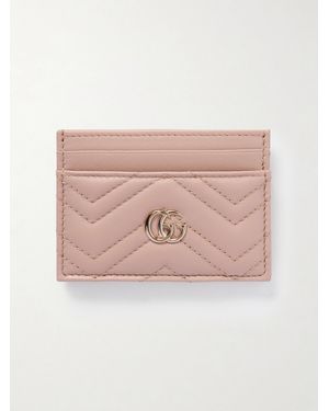 Gucci Gg Marmont Quilted Textured-Leather Cardholder - Pink