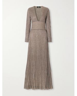 Missoni Ribbed Metallic Crochet-Knit Maxi Dress - Natural