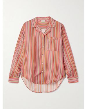 Comme Si Striped Silk-Twill Shirt - Pink