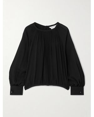 Max Mara Narvel Plissé-Silk Blouse - Black