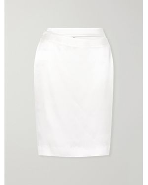 TOVE June Cut-Out Silk-Satin Knee-Length Skirt - White