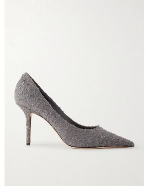 Jimmy Choo Love 85 Metallic Tweed Pumps - White
