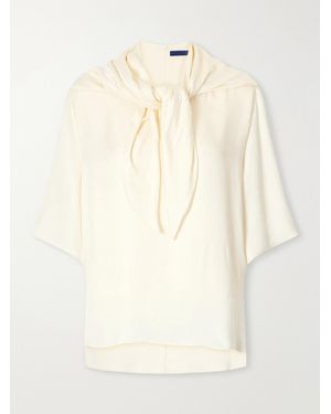 Sharon Wauchob Anita Scarf-Detailed Satin T-Shirt - Natural