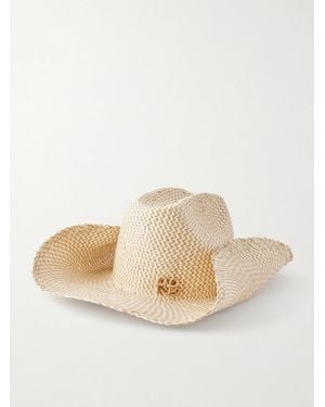 Ruslan Baginskiy Cowboy Monogram-Embellished Straw Hat - Natural