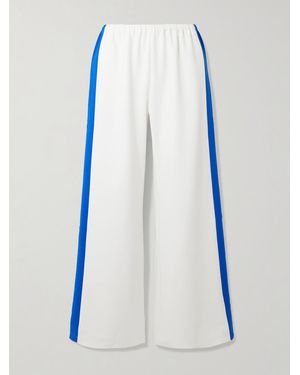 La Ligne Side Stripe Colby Stretch Recycled-Crepe Wide-Leg Trousers - Blue