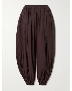 Alaïa Pleated Chiffon Tapered Pants - Brown