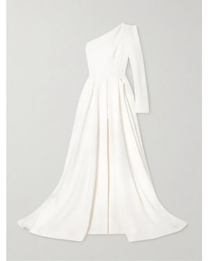 Maticevski Audacity One-Sleeve Grain De Poudre Gown - White