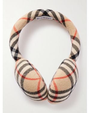 Burberry Checked Wool And Cashmere-Blend Earmuffs - Natural