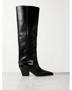 Paris Texas Jane Kniehohe Stiefel Aus Leder Mit Schnalle - Schwarz