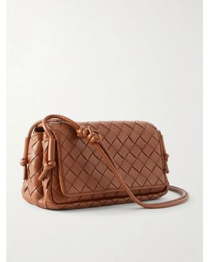 Bottega Veneta Notturno Intrecciato Leather Shoulder Bag - Brown