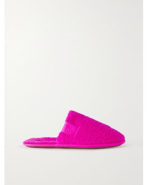 Loewe Neon Leather-Trimmed Fleece Slippers - Lila