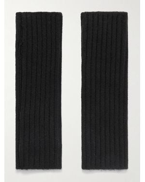 Yves Salomon Ribbed Cashmere Fingerless Mittens - Black