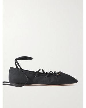 Loeffler Randall Louisa Lace-Up Faille Ballet Flats - White