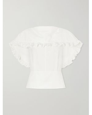 Lanvin Ruffled Cotton-Poplin Blouse - White