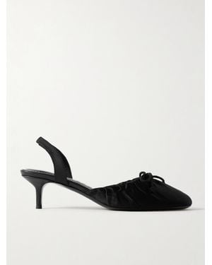 STAUD Alba Slingback-Pumps Aus Satin Mit Raffungen - Schwarz