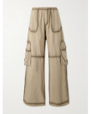 Acne Studios Satin-Twill Wide-Leg Cargo Trousers - Natural
