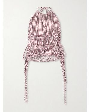 LIBEROWE Lina Checked Cotton Halterneck Top - Pink