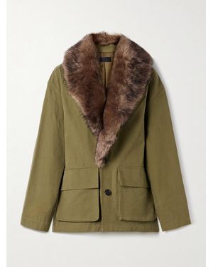 Nili Lotan Ronay Plush-Trimmed Cotton-Canvas Coat - Green