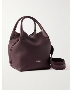 Loro Piana Bale Canvas-Trimmed Textured-Leather Tote - Purple