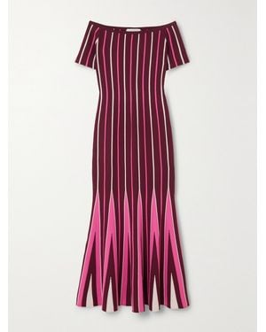 Gabriela Hearst Medea Off-The-Shoulder Striped Wool Maxi Dress - Red
