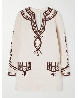Alix Of Bohemia Rosie Embroidered Cotton-Bouclé Mini Dress - Natural