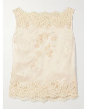 Doen Viviane Lace-Trimmed Silk-Satin Top - Natural