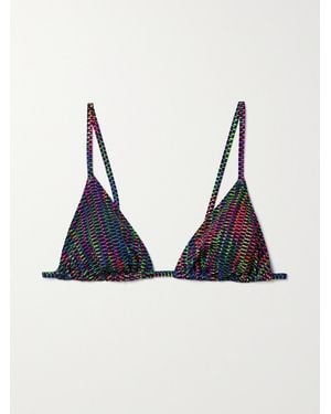 Eres Rayon Printed Stretch Bikini Top - Blue