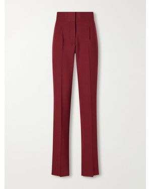 Giuliva Heritage The Other Smoking Pleated Wool-Blend Crepe Straight-Leg Trousers - Red