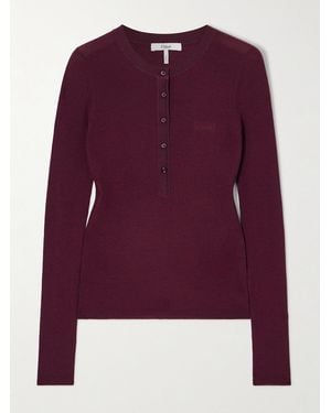 Chloé Oberteil Aus Gerippter Wolle Mit Seidenbesätzen - Lila