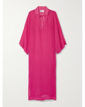 Lisa Marie Fernandez Crinkled Linen-Blend Gauze Kaftan - Pink