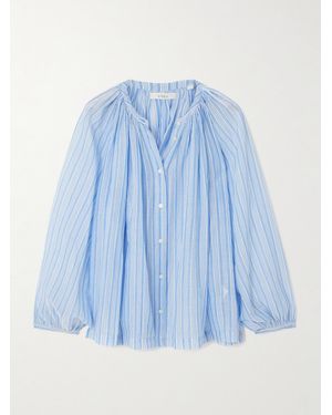 Doen Jonie Striped Organic Cotton-Voile Blouse - Blue
