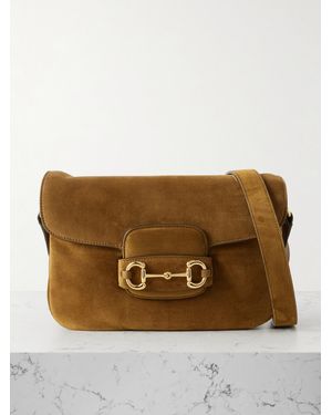 Gucci 1955 Horsebit Schultertasche Aus Veloursleder - Braun