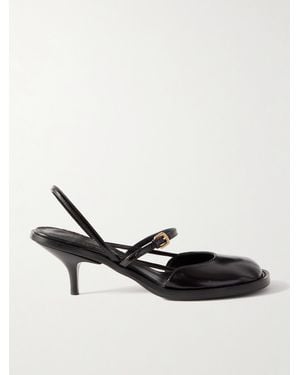 Dries Van Noten Patent-Leather Pumps - Brown