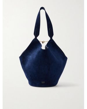 KHAITE Lotus Suede Shoulder Bag - Blue