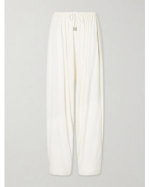 Co. Gathered Satin Wide-Leg Trousers - White