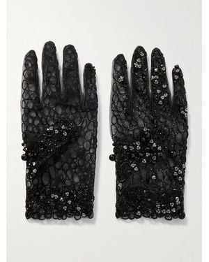Clio Peppiatt Caviar Handschuhe Aus Tüll Mit Verzierungen - Schwarz