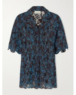 ALÉMAIS Francine Guipure Lace Shirt - Blue