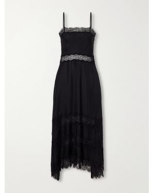 Ulla Johnson Coco Lace-Trimmed Silk-Satin Midi Dress - Black
