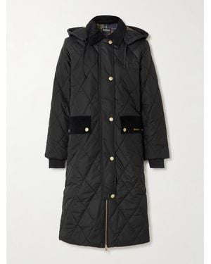 Barbour Meredith Hooded Corduroy-Trimmed Quilted Shell Jacket - Black