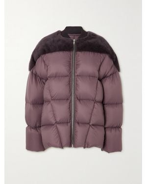 Rick Owens Shearling-Paneled Quilted Shell Down Jacket - Purple