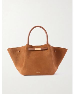 DeMellier Net Sustain Midi New York Tote Aus Veloursleder Mit Lederbesätzen - Braun