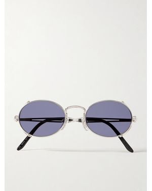 Jean Paul Gaultier Silberfarbene Sonnenbrille Mit Ovalem Rahmen - Blau