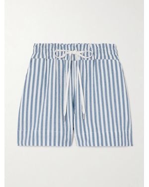 Veronica Beard Tijana Cotton-Blend Seersucker Shorts - Blue