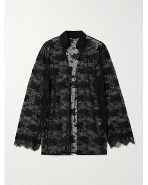 Oséree Satin-Trimmed Scalloped Stretch-Lace Shirt - Black