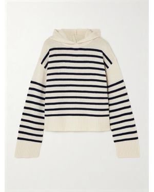 Lisa Yang Karolin Striped Cashmere Hoodie - White