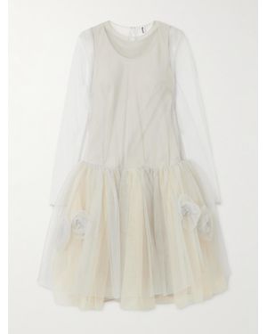 Molly Goddard Layered Ruffled Tulle Dress - White